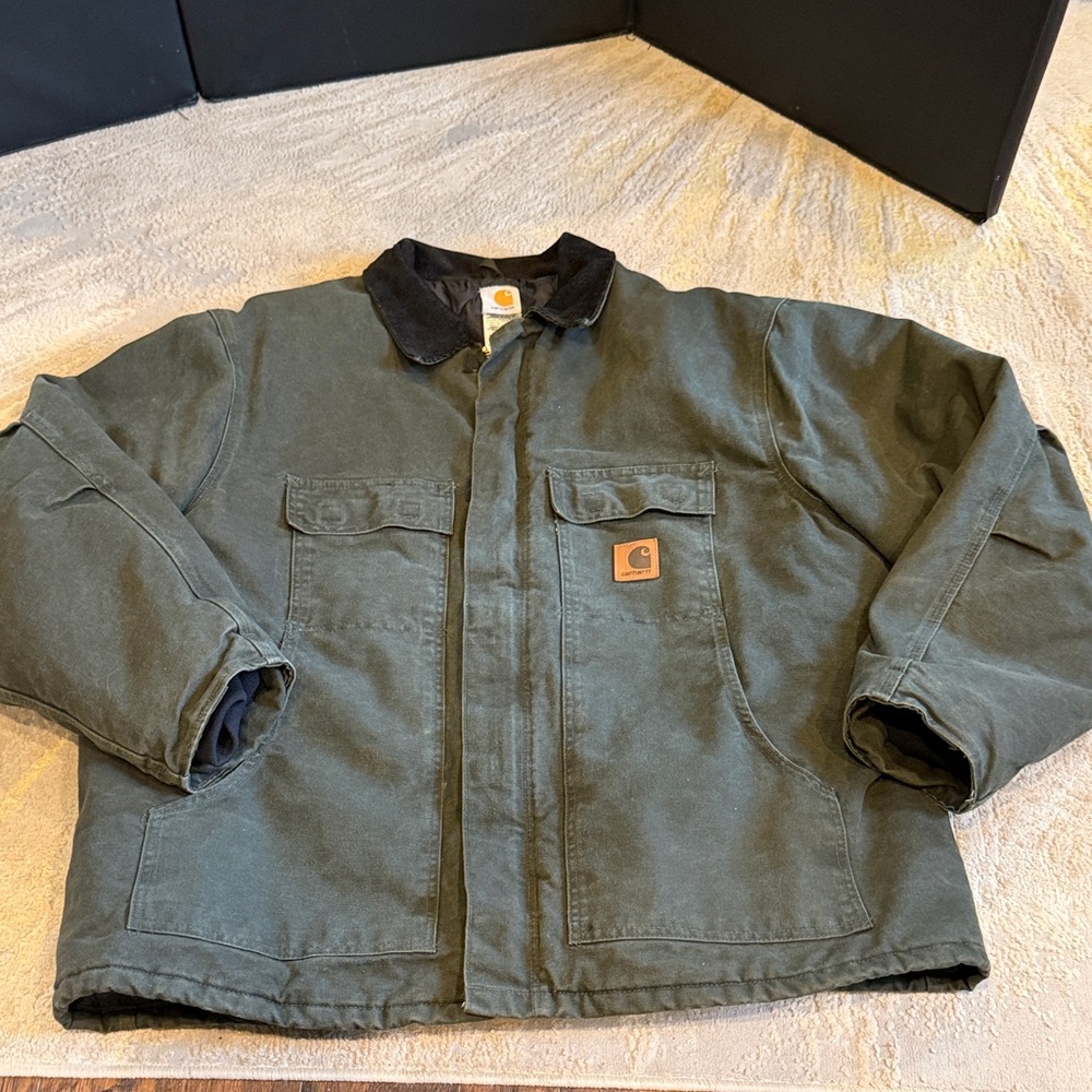 VTG Carhartt C26 MOS Moss Green Canvas Quilt Lined Large Arctic Jacket 2XL EUC